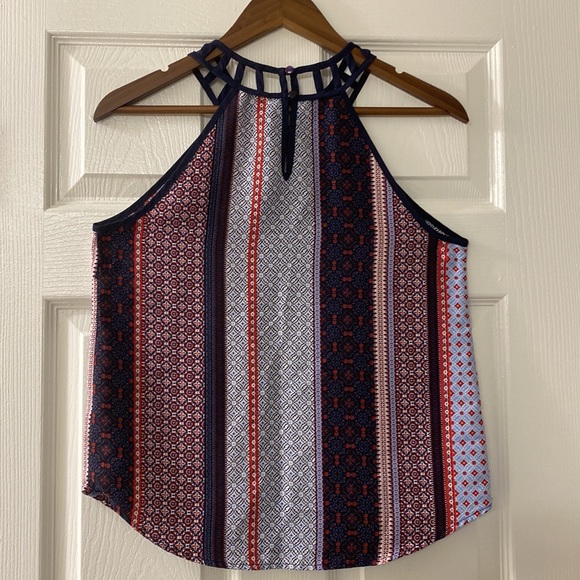 Monteau Cage Cutout High Neck Print Tank | Size Small - Picture 4 of 6